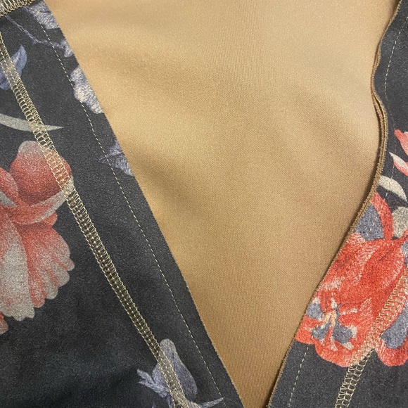 Anthropologie Solitaire Vegan Suede Duster Kimono Size L Bohemian Floral Boho - Picture 5 of 8